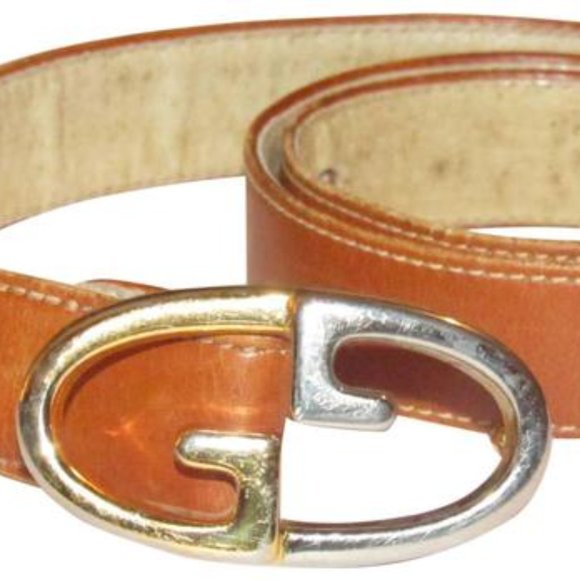 Gucci camel leather belt with large, two-tone GG logo buckle! - Picture 1 of 12